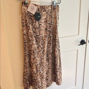 Mittoshop Beige Snake Pattern Midi Skirt
